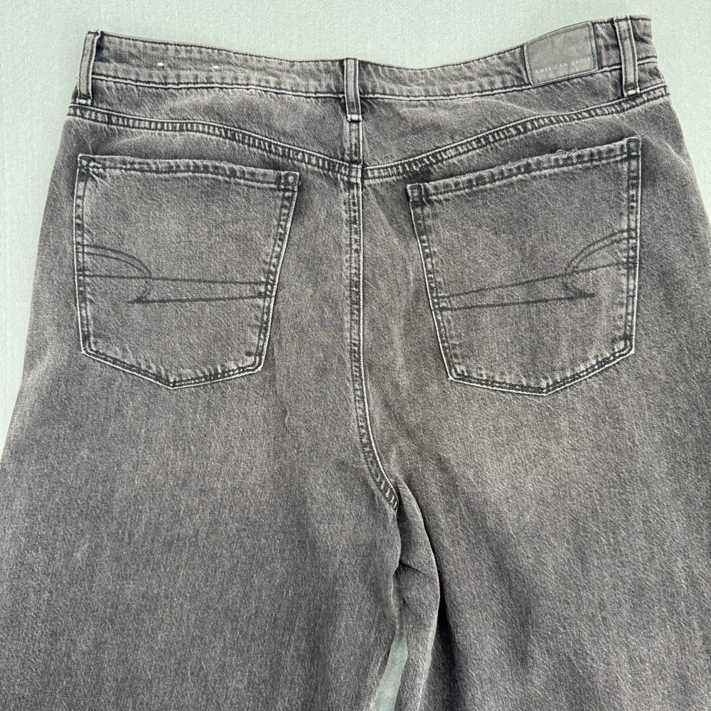 American Eagle Wide Leg Jeans 16L Grey Cotton High Rise Grunge Streetwear Indie - Picture 5 of 16